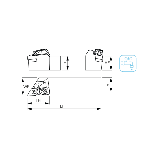 TOOLHOLDER DDJN L 3232 P15-A - DRW