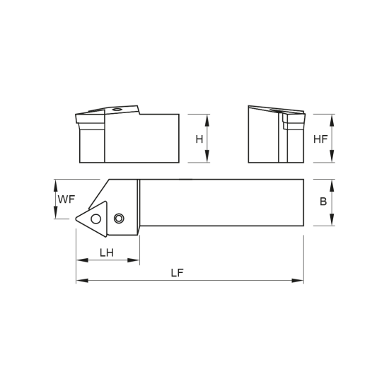 TOOLHOLDER PTTN L 2525 M16 - DRW