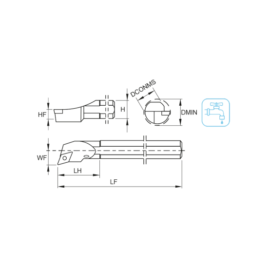 TOOLHOLDER A12K SDQC L 07 - DRW