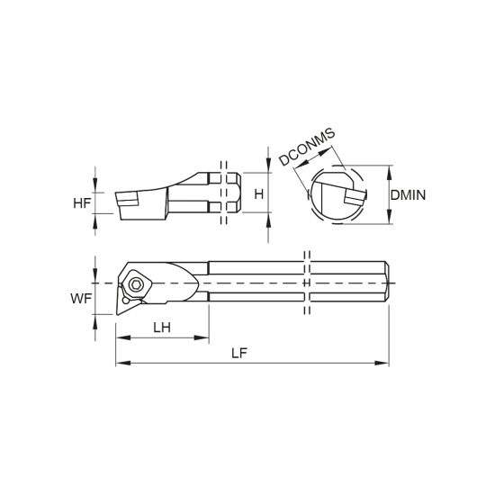 TOOLHOLDER S40V MTUN L 22 - DRW