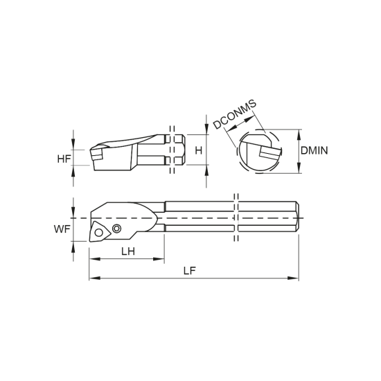 TOOLHOLDER S40V PWLN L 08 - DRW